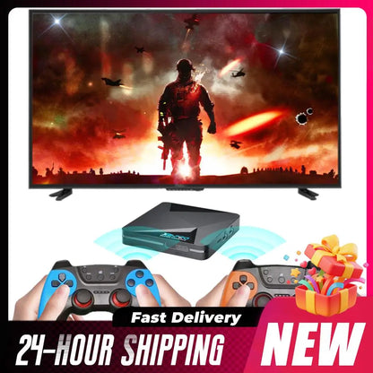 （EU）New X2 PRO Retro Game Console 64/128/256GB 4K TV Box Built-in 65000+ Games with 2 Gamepads Wireless Controllers Arcade