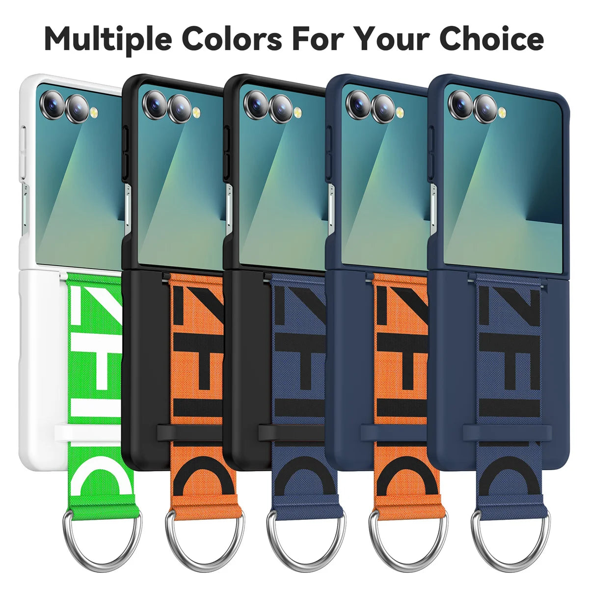 Wrist Strap Ring Holder Phone Case for Samsung Galaxy Z Flip 8 7 6 5 Luxury Matte PC Shockproof Hand Chain Band ZFlip 7 FE Cover