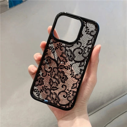 Vintage Floral Lace Clear Phone Case for iPhone 18 Pro Max 17 16 15 14 13 11 12 16E Air X XR XS 7 8 Plus SE2022 Shockproof Cover