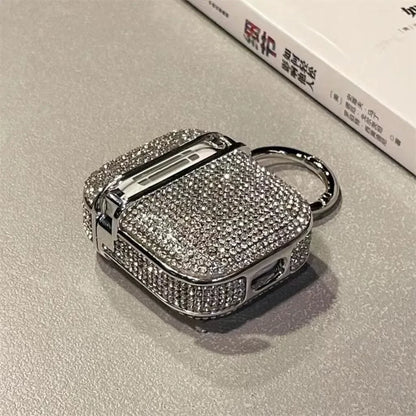 for Airpods 4,Beautiful Rhinestone Bling Hard Plastic Cover Earphone Case For AirPods 1 2 3 Pro 2 With Hook Gift For Women Girl