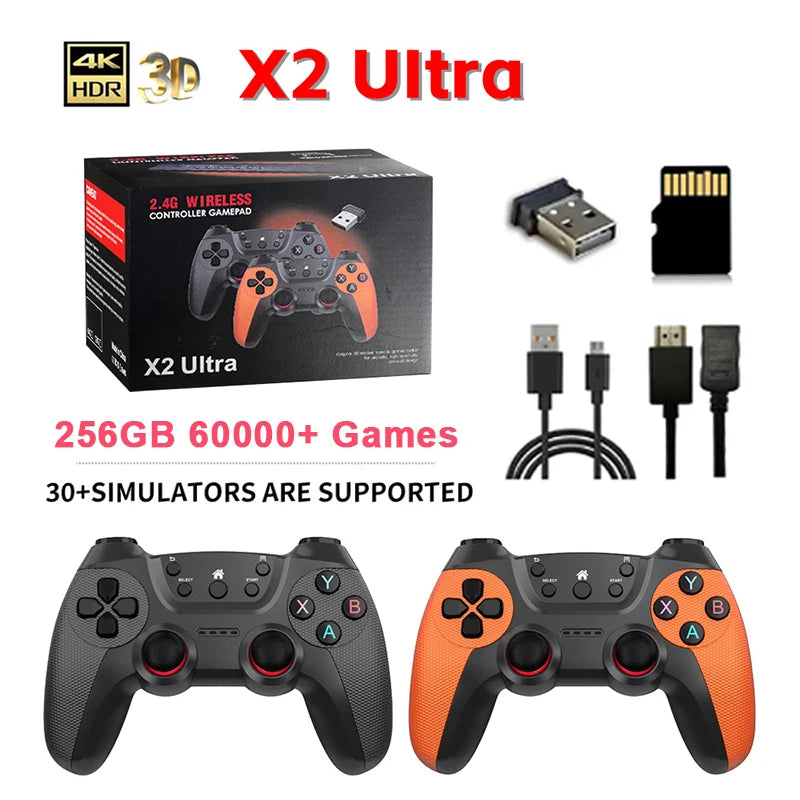 X2 Ultra Game Stick 256GB 60000+ Retro Games TV Handheld Game Console Wireless Gamepads Video Game HD Output