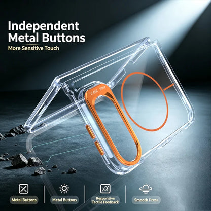 Luxurious Original Skin Clear Lens Holder Magnetic Phone Case For IPhone Duo For Magsafe All-round Anti Drop Protective Cover