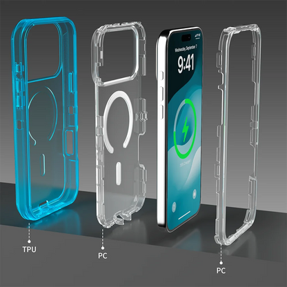 Rugged Ott Armor Magnetic Wireless Charging Clear Case For IPhone 18 17Air 16 15 14 Plus 13 12 Pro Max Enhanced Shockproof Cover
