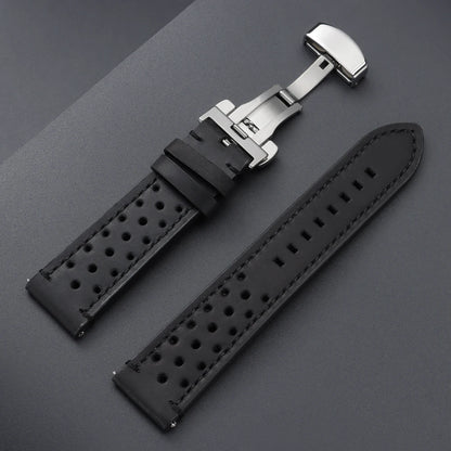 18/19/20/21/22/24mm Vintage Cowhide Watch Strap Brown Black Top-Grain Leather Watch Band Quick Relase Butterfly Buckle Bracelet