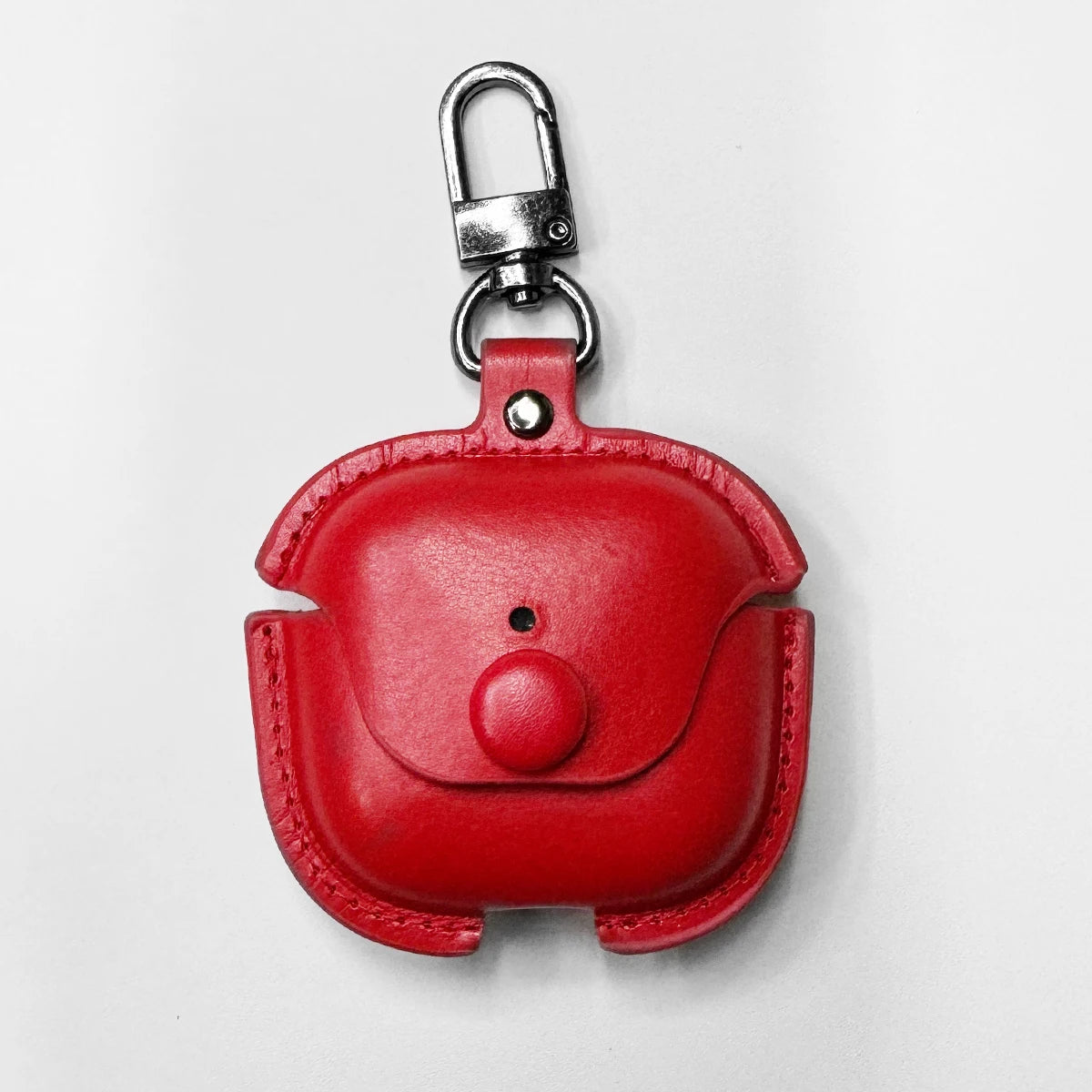 PU Leather Protective Case for AirPods 4 with Keychain Classic Business Retro Button Earbuds Cover Shockproof