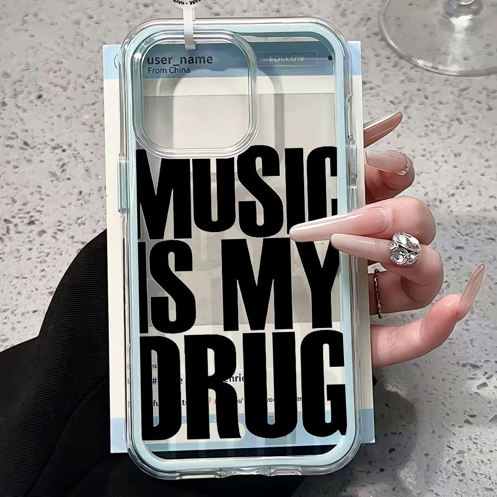 MUSIC IS MY DRUG Candy Phone Case For Samsung Galaxy S26 Ultra S25 S24 edge s22 s23 Plus FE A57 A54 A55 A16 A35 A36 A37 5G Cover