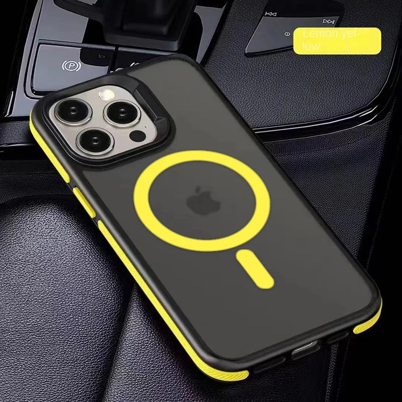Magnetic Luxury Matte Translucent Armor Shockproof Case For iPhone 16 15 14 13 12 11 Pro Max for Magsafe Wireless Charge Cover