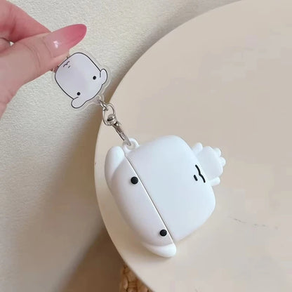 3D Cartoon White Dog Earphone Ear Bag Case Cover For Apple Airpods Pro 3 2 4 With Pandent