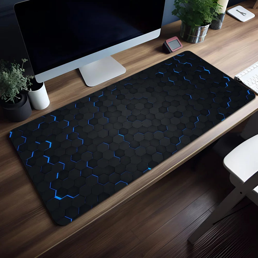 Geometric Blue Gradient Honeycomb Mouse Pad Non-slip Thickened Large Writing Lockedge Office Student Gaming Cushion MousePad