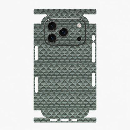 Full Wrap Faux Leather Back Skin for iPhone 17 16 15 14 13 Pro Max Diamond Kevlar Texture Anti Scratch Phone Sticker