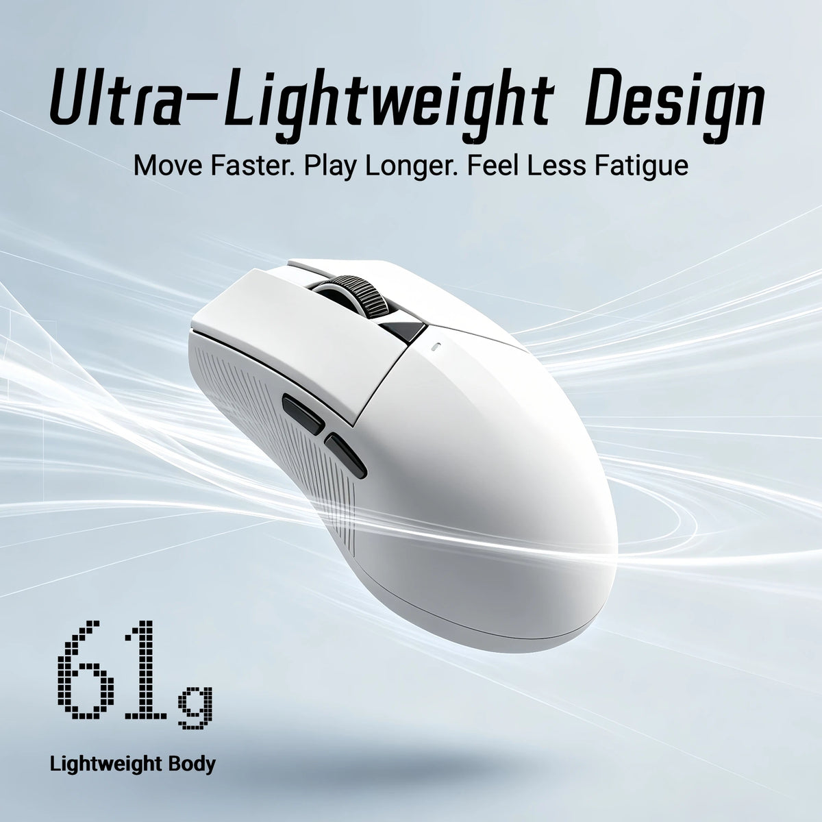 Wireless Mouse Rechargeable 3 Mode BT 2.4G Wired Lightweight 61g Gaming Mouse 12800 DPI 1000Hz Polling Rate Mouse for PC Laptop Office Gaming