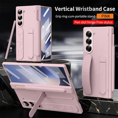 Wristband Holder Hinge Case For Samsung Galaxy Z Fold 8Ultra 8 7 6 5 4 3 5G With Pen Slot S Pen Screen Protector Film Protect