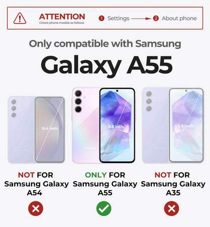 Dexnor Case For Samsung Galaxy A55 Case 6.6 inch Full Body Rugged Cover with Camera Cover & Built-in Screen Protector Kickstand