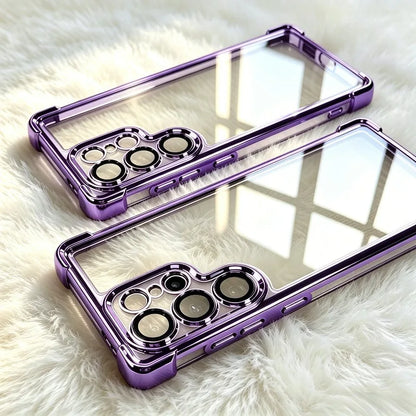 Luxury Plating Clear Phone Case for Samsung Galaxy S26 S25 S24 Ultra S 26 25 Plus S26Ultra Armor Bumper Shockproof Cases Cover