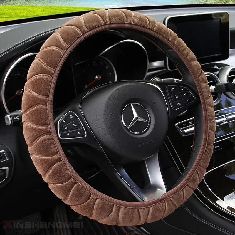 Car Steering Wheel Cover Protector Decoration Warm Super Thick Soft Plush Collar for Women Man Auto Interior Accessories