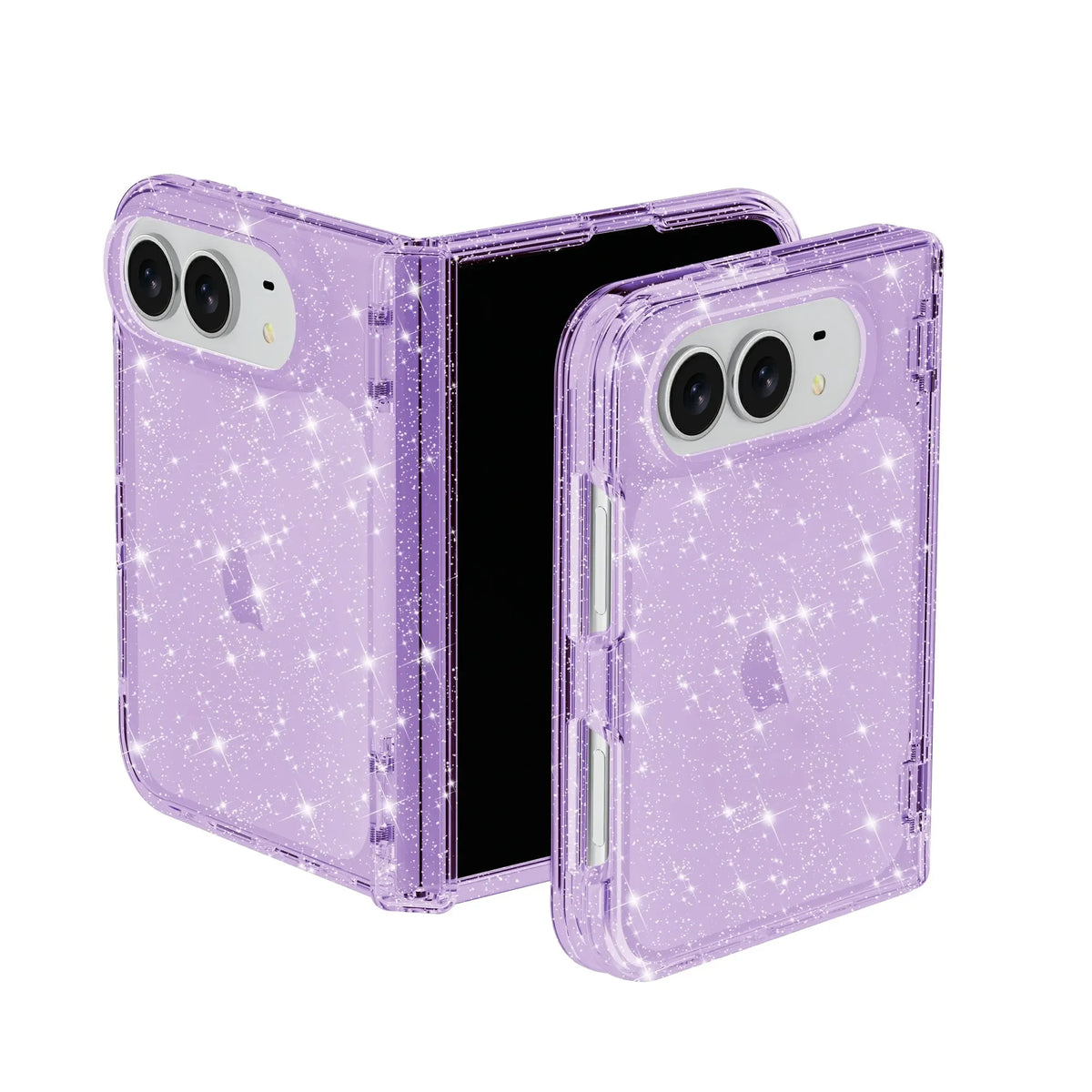 For IPhone Duo Fashion Transparent Glitter Acrylic Phone Case for IPhone Duo 18 Fold Shockproof Axis Protection Slim Fit Cover
