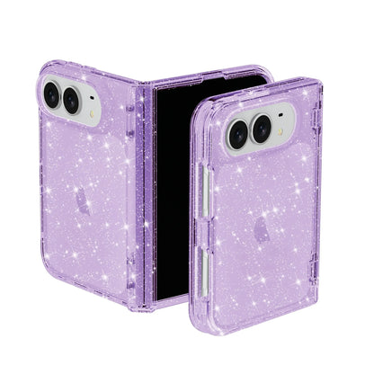 For IPhone Duo Fashion Transparent Glitter Acrylic Phone Case for IPhone Duo 18 Fold Shockproof Axis Protection Slim Fit Cover