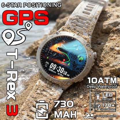 Outdoors TANK New GPS SmartWatch Man Dual-Band GNSS Military 10ATM Waterproof LED Flashlight Compass Altimeter NFC HD Call Watch
