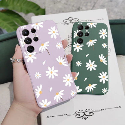 Plain Daisies Phone Case For Samsung Galaxy S24 S23 S22 S21 S20 Ultra Plus FE S10 S9 S10E Note 20 Ultra 10 9 Plus Cover