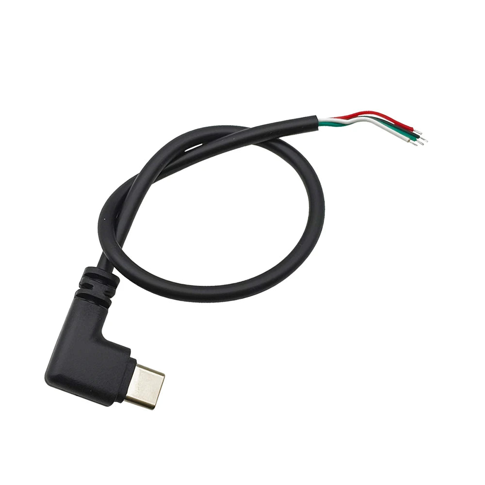 1/5Pcs Right Angle 2Pin 4Pin Wire USB Type C/Micro USB Male Plug Power Supply Charger Connector DIY Repair Cable 0.25m 0.3m 1m