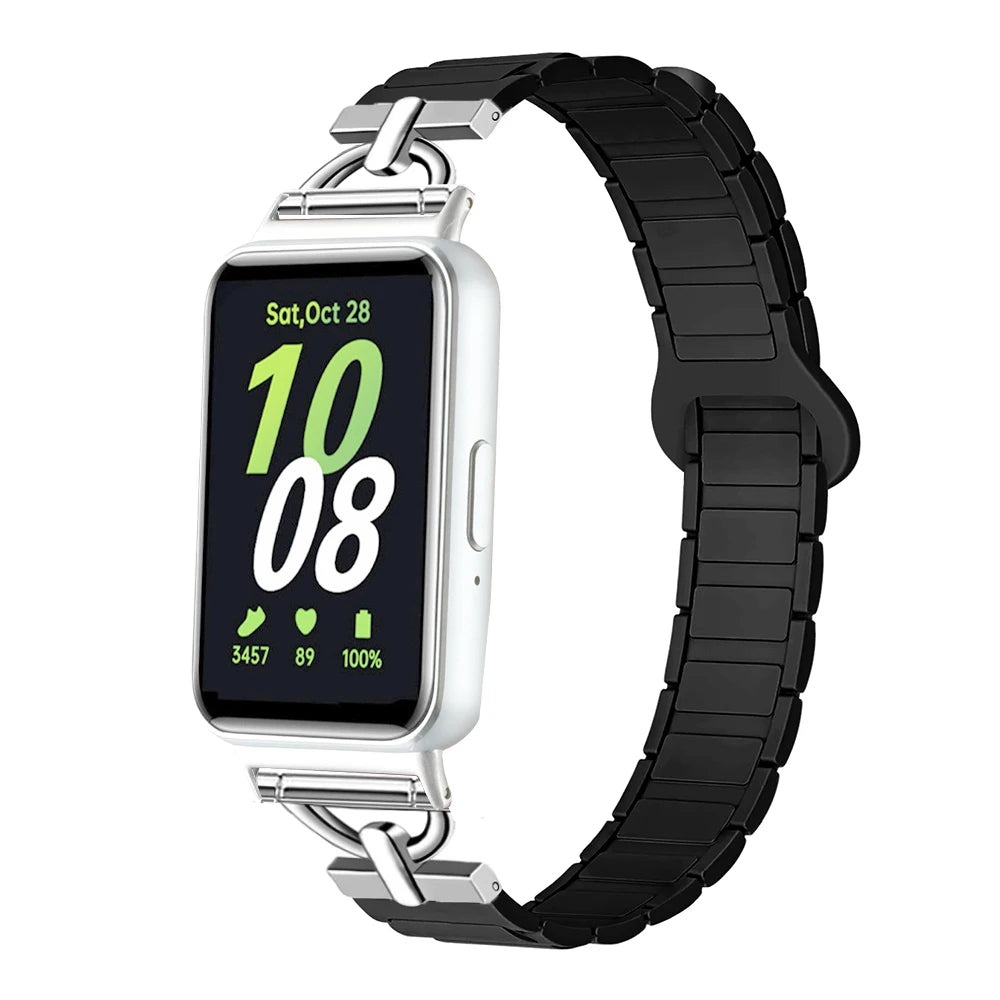 Magnetic Strap for Samsung Galaxy Fit 3 Sport Silicone Watch Band for Samsung Galaxy Fit3 Accessories Metal Men Women Bracelet