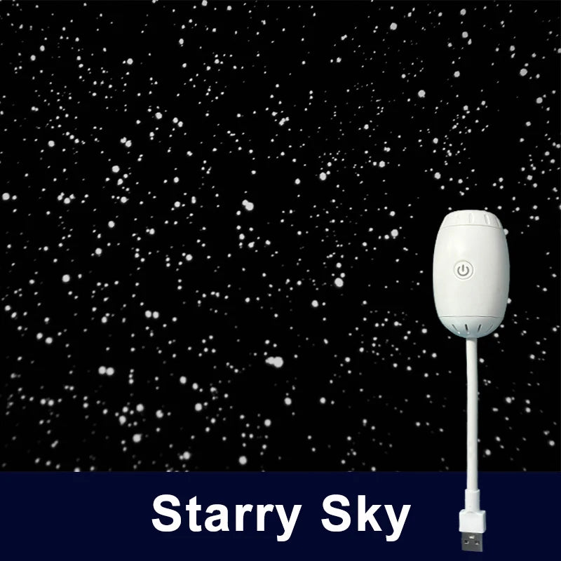 USB Galaxy Projector Light Car Roof Ambient Light Adjustable Focus Car Atmosphere Projection Lamp Romantic Room Star Night Light