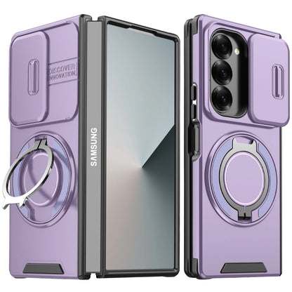For Samsung Z Fold6 Case Galaxy Z Fold7 Cover Fold 6 7 Magnetic Ring Armor Slide Camera Lens Case Magsafe Wireless Charge Cover