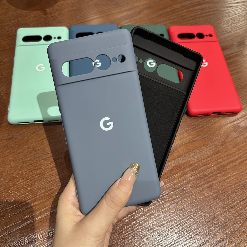 For Google Pixel 6 7 8 Pro Case Soild Color Plain Silicone Soft Cover For Google Pixel 8A 7A 6A Shockproof Bumper Shell