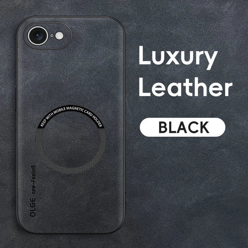 Magnetic Retro Leather Soft Case For iPhone 16E 17E iPhone16E iPhone17E 5G Wireless Charging Phone Case Cover