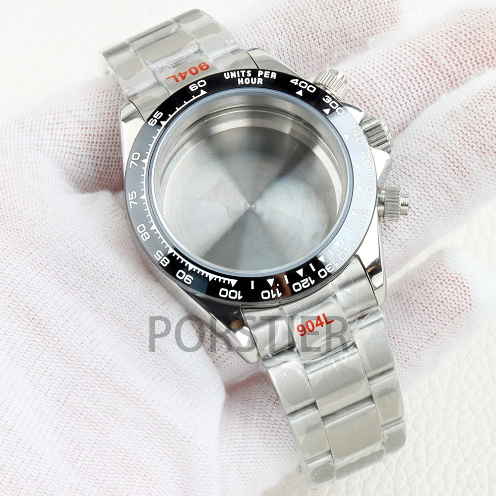 40mm VK63 Watch Case 100m Waterproof for Daytona VK63 VK64 Movement 316L Stainless Steel Presidential/Jubilee/Oyster Bracelet