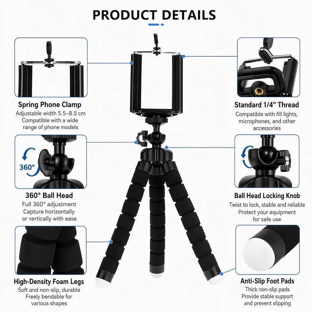 Tripods Tripod For Phone Mobile Camera Holder Clip Smartphone Monopod Tripe Stand Octopus Mini Tripod Stativ For Phone