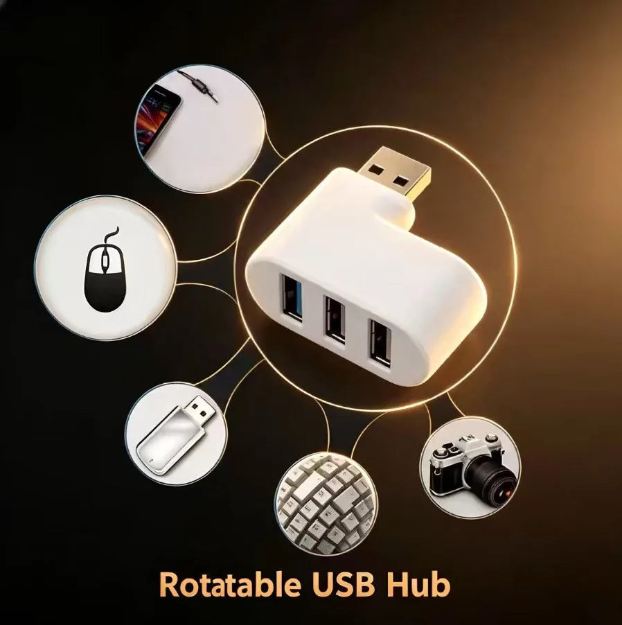 3 Port USB 3.0 Hub 180° Rotatable USB Splitter USB Extender for Laptop Car iMac MacBook Air MacBook Pro Other Electronic Devices