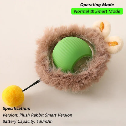 New Cat Interactive Ball Toy Automatic Rolling Ball Faux Tail Rechargeable Smart Pet Electric Toy Dog Cat Training Imitate Mouse