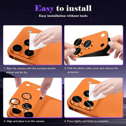 Metal Tempered Glass Lens Protector Orange Full Cover Back Camera Protective Film Anti Scratch for iPhone 17Pro/17 Pro Max