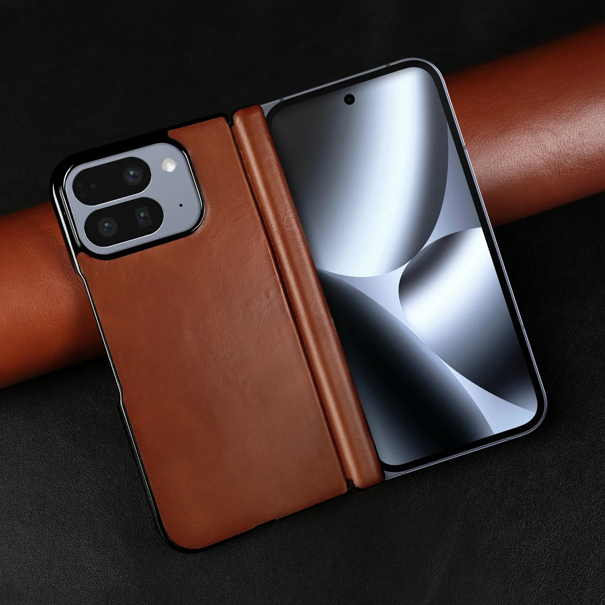 For Google Pixel 10 Pro Fold Case Pixel 9 Pro Fold Retro Full Grain Oil Wax Pattern Cowhide Genuine Leather Phone Cover Fundas