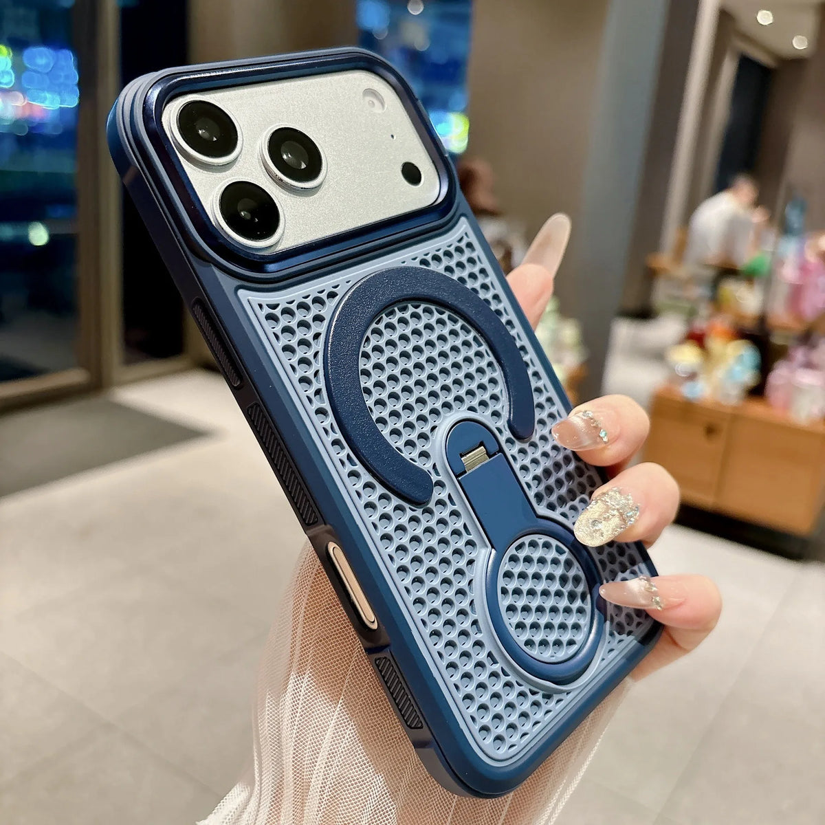 Invisible Support Bracket Cooling Heat Dissipation Phone Case For iPhone 17 16 15 14 13 12 11 Pro Max Breathable Magnetic Cover