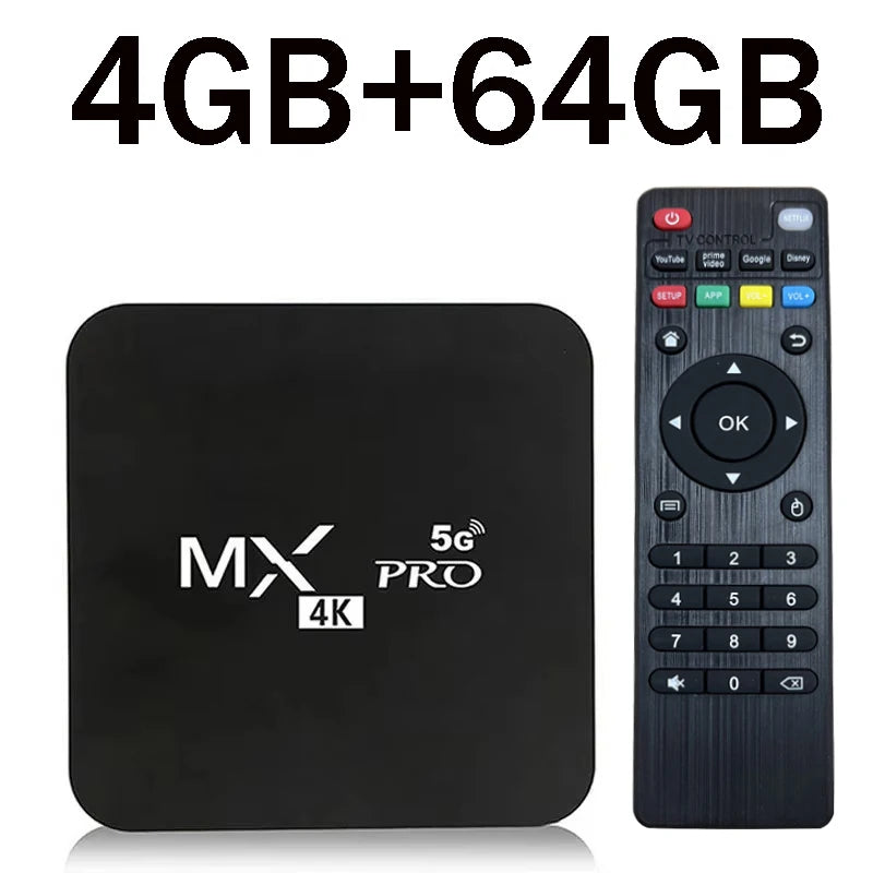 MX-PRO TV Box 8GB 128GB Android 11 Support 4k HD 4G 5G Dual WiFi Quad-Core H.256 3D IPTV