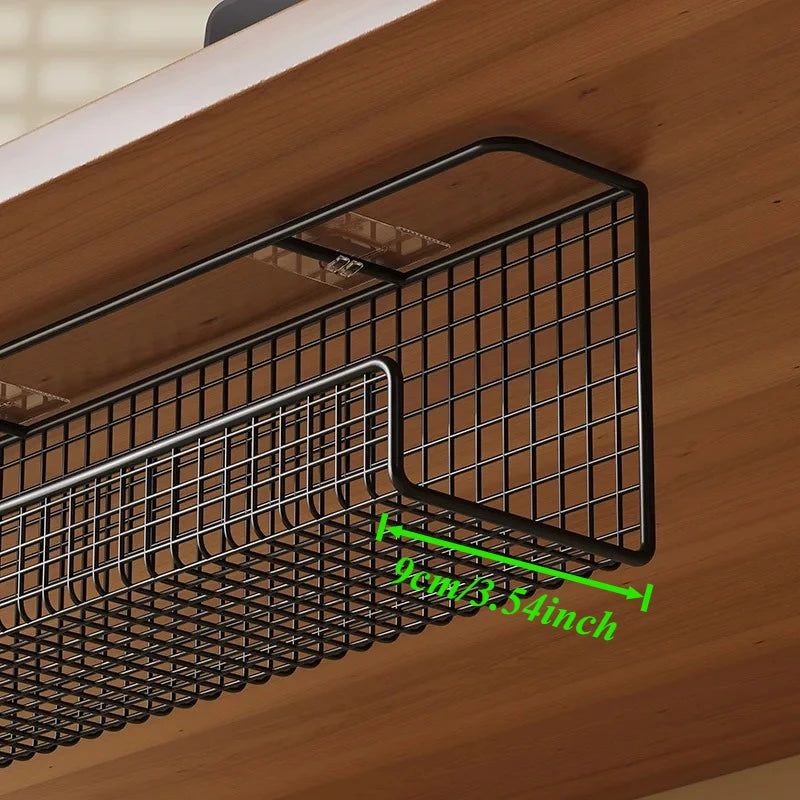 Single / Double-layeer 30cm No-Drill Under-Desk Cable Management Tray Power Cable Organizer Rack with Wire Storage for Desktop