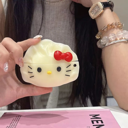 3D Dumpling Cat Earphone Ear Bag Case For Apple Airpods Pro 3 2 1 4 With Hook Buckle