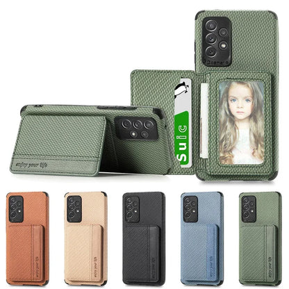 Carbon Fiber RFID Magnetic Leather Wallet Card Holder Case for Samsung Galaxy S25 S26 S22 Plus S21 S23 S24 Ultra S20 Fe Cover