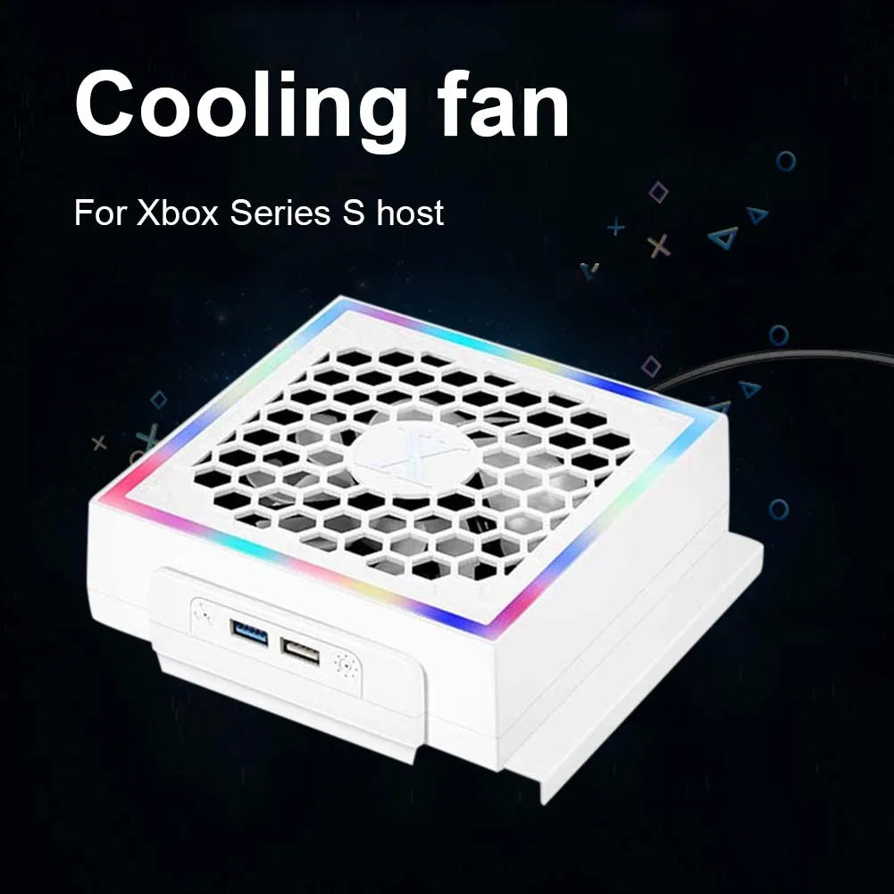 Cooling Fan Cooler For Xbox Series S Console with 2 USB Ports RGB Light 7 Lighting Modes Gaming Accessories for Xbox Series S