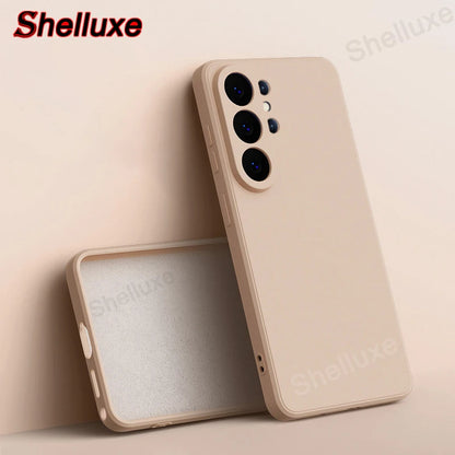Shelluxe Square Original Liquid Silicone Case For Samsung Galaxy S26 S25 S24 S23 Ultra Plus FE S26+ Silky Feel Soft Phone Cover