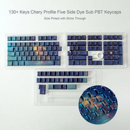 Kanagawa Themed Top/Side Printed RGB Backlit Keycaps 125 Keys Dye Sub PBT Keycaps Cherry Profile for Cherry MX Swtches Keyboard
