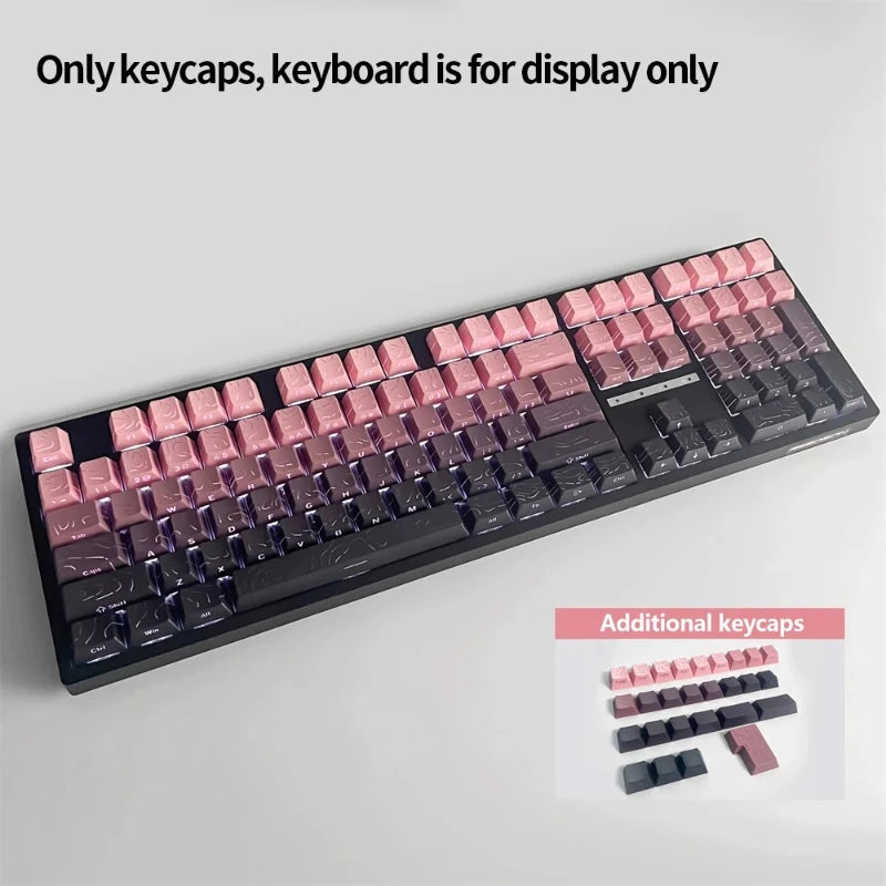 RGB Backlit Keycaps Cherry Profile Black Topographic 4.0 Side-lit Double Shot PBT Keycaps for Cherry MX Switches Gaming Keyboard