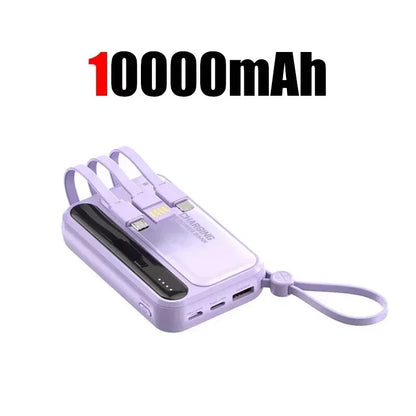 Lenovo New 500000mAh 4 Cables High Capacity Mini Power Bank Fast Charging Portable External Battery Supply New For iPhone Xiaomi