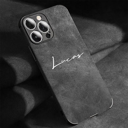 Custom Name Full-cover Phone Case for iphone 18 17 16 15 14 13 12 11 Pro Max Plus Lamskin Leather Soft Shockproof Cover