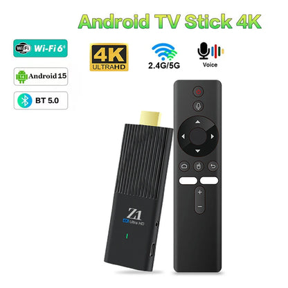 New Smart TV Stick Z1 Android 15 Support Ultra HD BT5.0 Dual 2.4/5G H313 Streaming Media Player BT 5.0 Video Decoding iptv