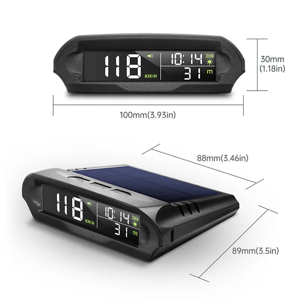 GPS Head Up Display Solar Digital Car Speedometer With Temperature/Altitude Over-Speed Fatigued Driving Reminder