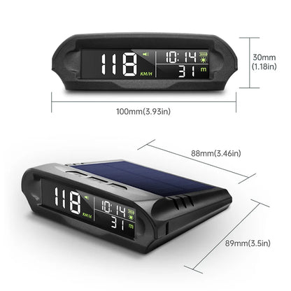 GPS Head Up Display Solar Digital Car Speedometer With Temperature/Altitude Over-Speed Fatigued Driving Reminder