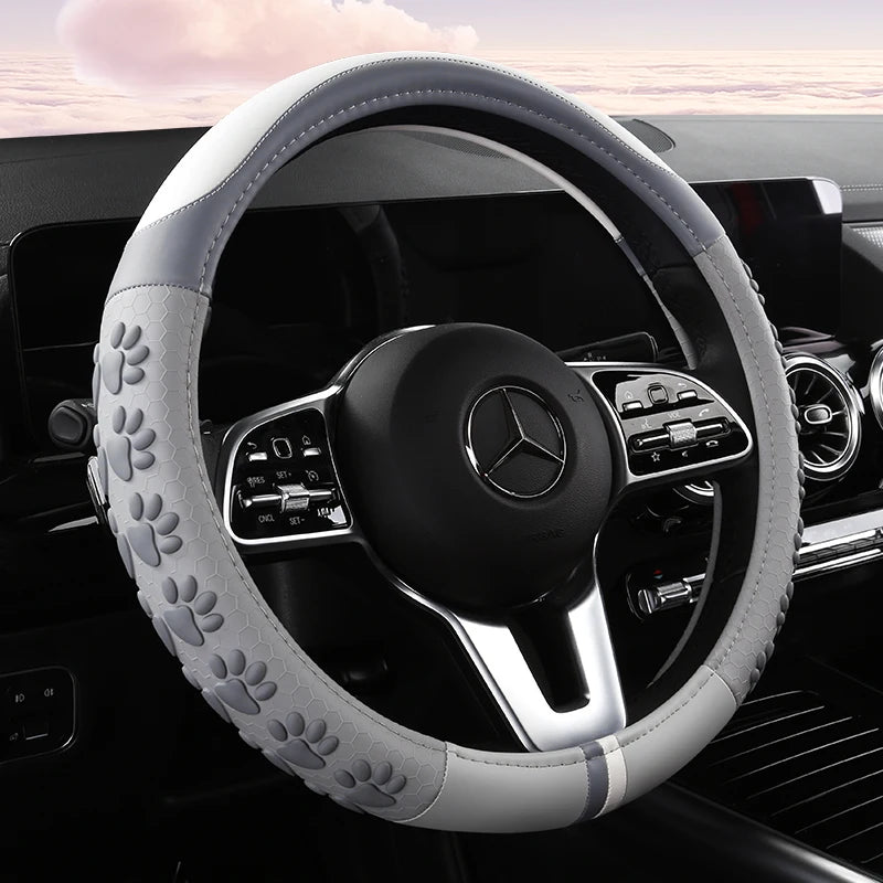 Car Steering Wheel Cover Universal Anti-Slip Cat Claws Artificial Leather Car Steering Wheel Protective Cover 38cm Shape O D